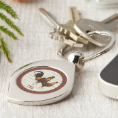 Gouden Gepenseelde Hamburg Hanen Maroon Monogram  Sleutelhanger