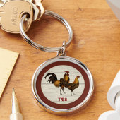 Gouden Gepenseelde Hamburg Hanen Maroon Monogram  Sleutelhanger