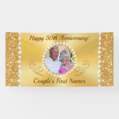 Gouden, gepersonaliseerde 50e Jubileum banner (Horizontaal)