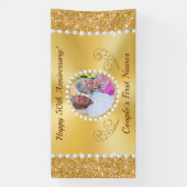 Gouden, gepersonaliseerde 50e Jubileum banner (Verticaal)