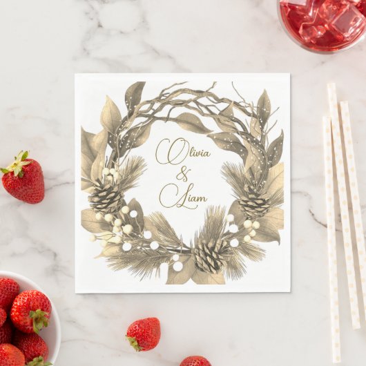 Gouden gepersonaliseerde bruiloft servetten (Insitu)