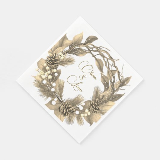 Gouden gepersonaliseerde bruiloft servetten (Hoek)