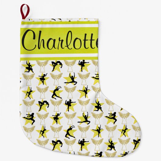 GOUDEN GEPERSONALISEERDE DANSER KERSTKOUS GROTE KERSTSOK (Voorkant)