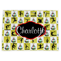 GOUDEN GEPERSONALISEERDE GYMNAST KERSTCADEAU TAS