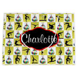 GOUDEN GEPERSONALISEERDE GYMNAST KERSTCADEAU TAS LARGE CADEAUTASJE