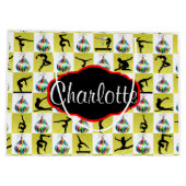 GOUDEN GEPERSONALISEERDE GYMNAST KERSTCADEAU TAS LARGE CADEAUTASJE (Achterkant)