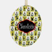 GOUDEN GEPERSONALISEERDE GYMNAST KERSTORNAMENT KERAMISCH ORNAMENT (Rechts)