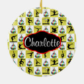 GOUDEN GEPERSONALISEERDE GYMNAST KERSTORNAMENT KERAMISCH ORNAMENT (Achterkant)