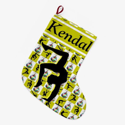 GOUDEN GEPERSONALISEERDE GYMNAST MEISJE KERSTKOUS GROTE KERSTSOK (Voorkant (Hangend))