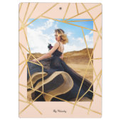 Gouden Gepersonaliseerde Meisje Mode Modern Elegan Klembord (Achterkant)