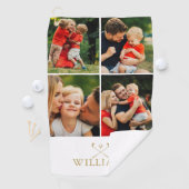 Gouden gepersonaliseerde naam fotocollage golfhanddoek (Insitu)