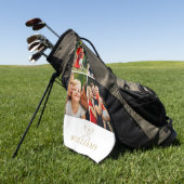 Gouden gepersonaliseerde naam fotocollage golfhanddoek (Groen)