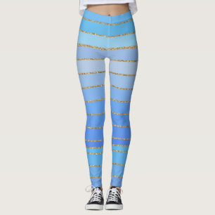 Gouden gerand turquoise gestreepte Leggings