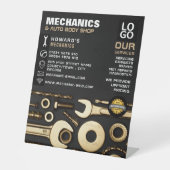 Gouden Gereedschap, Auto Mechanic & Reparaties Adv Reclamebord Met Voetstuk (Voorkant)