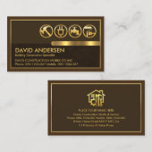 Gouden Gereedschap Op Bruine Lagen Goud Lijst Visitekaartje (Voorkant / Achterkant)
