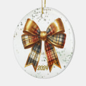 Gouden geruite kerstboog jaaraccent keramisch ornament (Links)