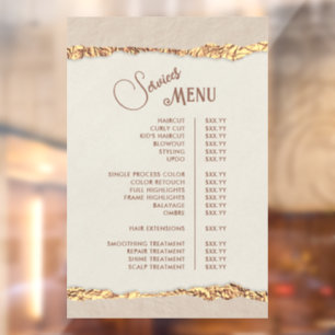 Gouden Gescheurd Papier Services Menu Raamsticker