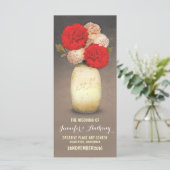 Gouden geschilderde Mason Jar Red Flowers Programm Programmakaart (Staand voorkant)