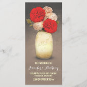 Gouden geschilderde Mason Jar Red Flowers Programm Programmakaart (Voorkant)