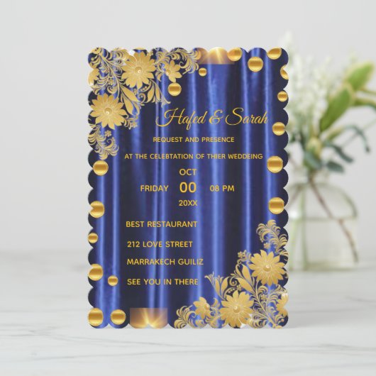 Gouden gespiegelde huwelijksuitnodiging, Gouden sp Kaart (Staand voorkant)