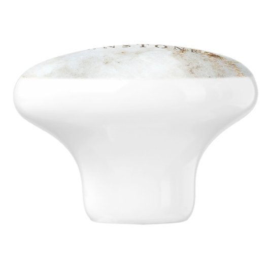 Gouden Gespikkelde Witte Marmeren Monogram Keramische Knop (Zijkant)