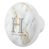 Gouden Gespikkelde Witte Marmeren Monogram Keramische Knop (Rechts)