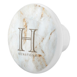 Gouden Gespikkelde Witte Marmeren Monogram Keramische Knop
