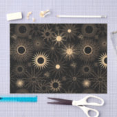 Gouden gestileerde zon zonnestralen zwarte textuur tissuepapier (Craft)