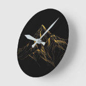 Gouden gestructureerde abstracte berg lijntekening ronde klok (Hoek)