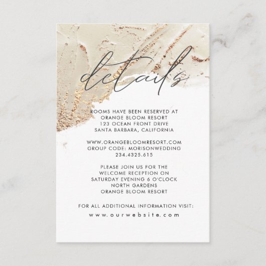 Gouden getextureerde Faux Folie Details Behuizing Informatiekaartje (Voorkant)