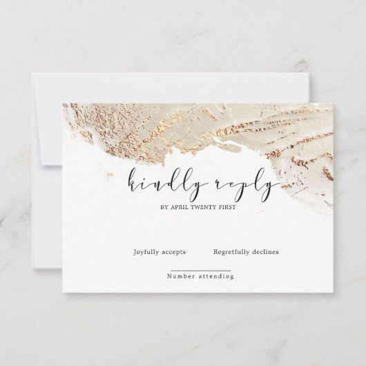 Gouden getextureerde Faux Folie Elegante RSVP-kaar RSVP Kaartje (Voorkant)