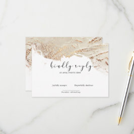 Gouden getextureerde Faux Folie Elegante RSVP-kaar RSVP Kaartje