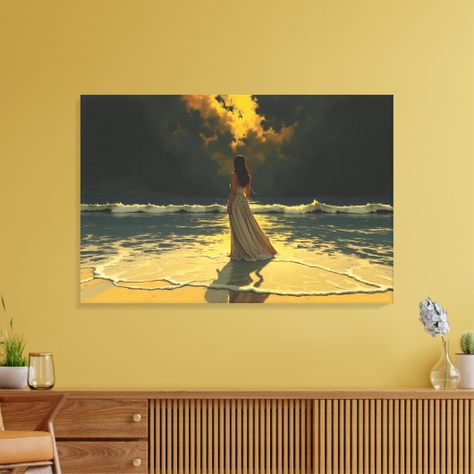 Gouden Getijde van Eenzaamheid | Hemelse Getijden Canvas Afdruk (Insitu (Woonkamer))