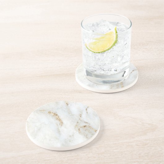 Gouden gevlekt wit marmer zandsteen onderzetter (Zijkant)