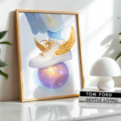 Gouden gevleugelde sneaker op Glowing Orb Poster