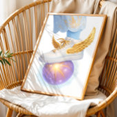 Gouden gevleugelde sneaker op Glowing Orb Poster