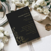 Gouden gevoerde bloemen bruiloft ceremonie program folie uitnodiging