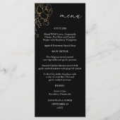 Gouden gevoerde bloemen hoog menu - Zwart (Voorkant)