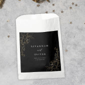 Gouden gevoerde bloemenbruiloft - Zwart Bedankzakje