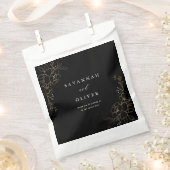 Gouden gevoerde bloemenbruiloft - Zwart Bedankzakje (Geknipt)
