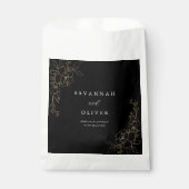 Gouden gevoerde bloemenbruiloft - Zwart Bedankzakje (Voorkant)