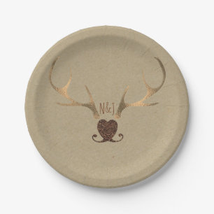 Gouden Geweien & Bruin Papier Rustieke Trouwdag Papieren Bordje
