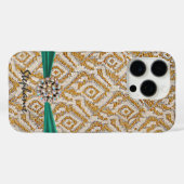 Gouden Geweven Stof met RibbonFaux Strass Case-Mate iPhone Case (Achterkant (horizontaal))