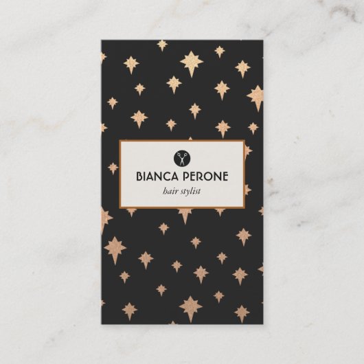 Gouden gilter sterren haar stylist salon schaar visitekaartje (Voorkant)