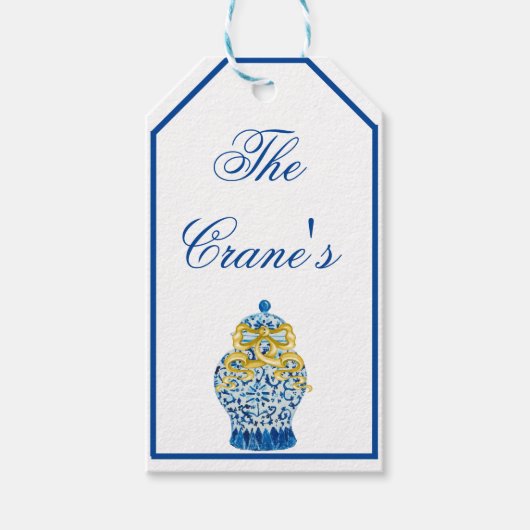 Gouden Ginger Jar Jars Wenskaart Gift Labels Cadeaulabel (Voorkant)