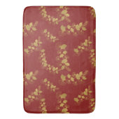 Gouden Gingko Balboa Bladeren op Donkerrode Achter Badmat (Voorkant Verticaal)