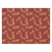 Gouden Gingko Balboa Bladeren op Donkerrode Achter Tafelkleed (Voorkant (Horizontaal))