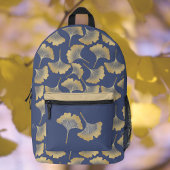 Gouden Gingko Bladeren op Slate Blue Monogram Bedrukte Rugzak