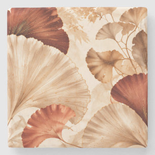 Gouden Ginkgo Bladeren Elegant Botanisch Ontwerp Stenen Onderzetter