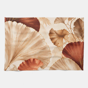 Gouden Ginkgo Bladeren Elegant Botanisch Ontwerp Theedoek